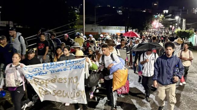 Caravana de migrantes en Tapachula.