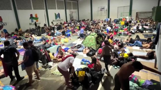 Migrantes en un descanso en Chiapas.