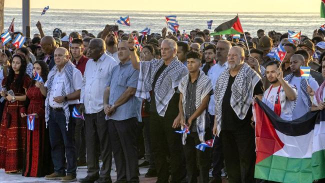 Acto de solidaridad con Palestina en La Habana.
