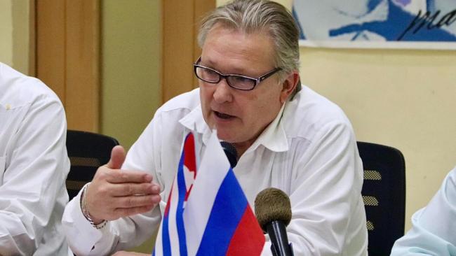 El embajador de Rusia, Víctor Koronelli, durante una intervención en un evento oficial en Cuba.