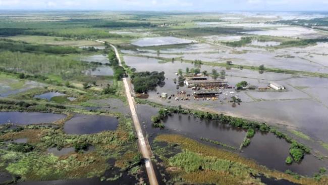 Vista del valle de Río Cauto inundado.