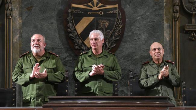 Dirigentes del régimen cubano, con Díaz-Canel en el centro.