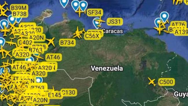 Tráfico aéreo casi nulo sobre Venezuela el sábado 22 de noviembre.