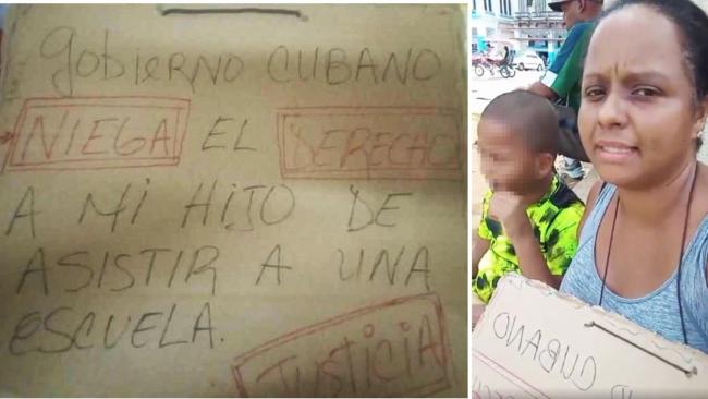 Yislainet Lara y su hijo en La Habana Vieja este 1 de diciembre.