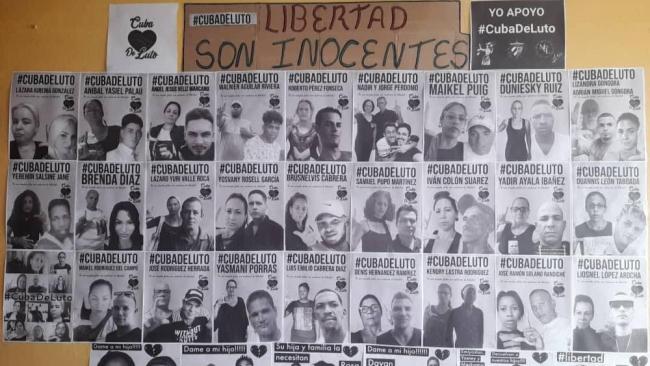 Cartel en favor de la excarcelación de los presos políticos cubanos.
