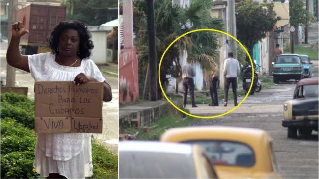 Berta Soler, líder de las Damas de Blanco, y los alrededores de su vivienda bajo operativo policial.