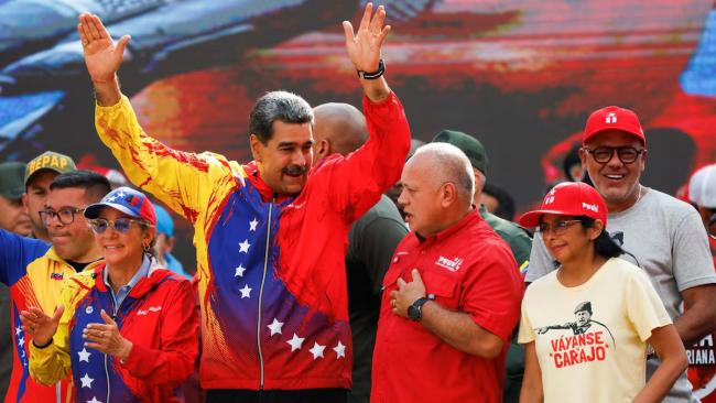 Nicolás Maduro, Cilia Flores, Diosdado Cabello, Delcy Rodríguez y otros jerarcas del chavismo en 2024. 