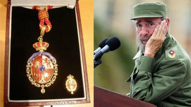 La Medalla de Oro del Senado de España y Fidel Castro.