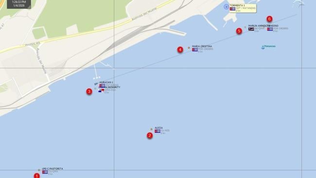 Los seis barcos reunidos en Matanzas.
