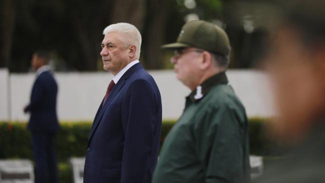 El ministro del Interior de Rusia, Vladimir Kolokoltsev, junto a su homólogo cubano en La Habana.