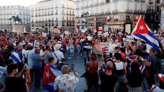 Concentración de cubanos en Madrid.