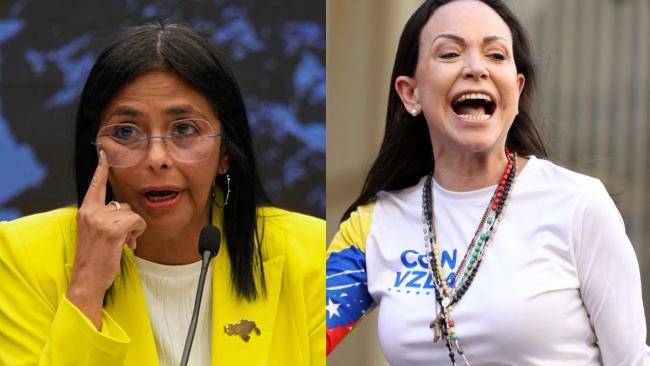Delcy Rodríguez y María Corina Machado.