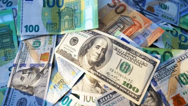 Billetes de dólares y euros.