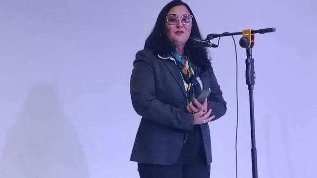 Johana Tablada durante una intervención pública en México.
