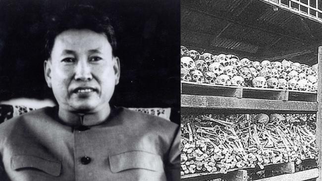 El genocida Pol Pot y un campo de exterminio en Camboya.