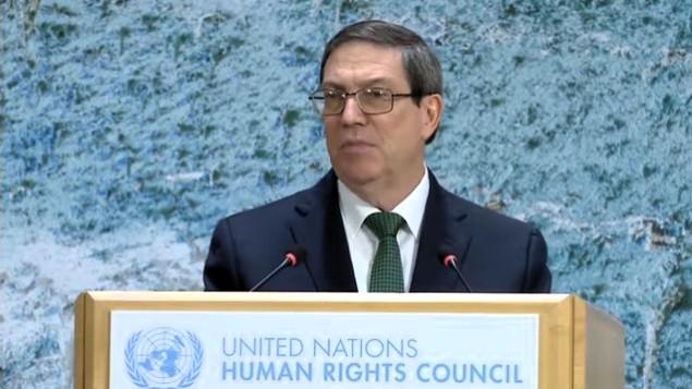 Bruno Rodríguez Parrilla, ministro de Relaciones Exteriores de Cuba, este 23 de febrero en la ONU.