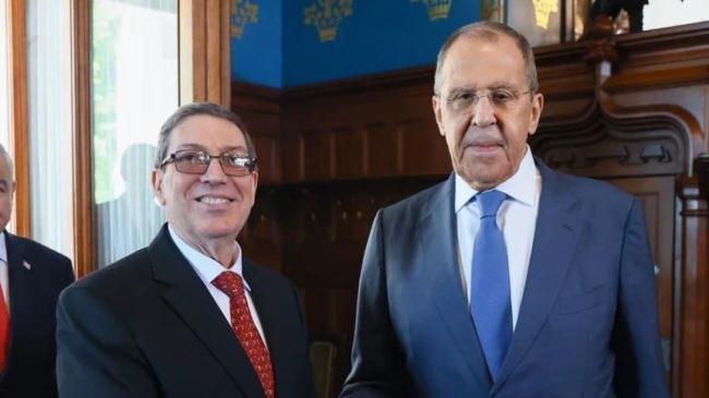 Bruno Rodríguez y Serguéi Lavrov este miércoles en Moscú.