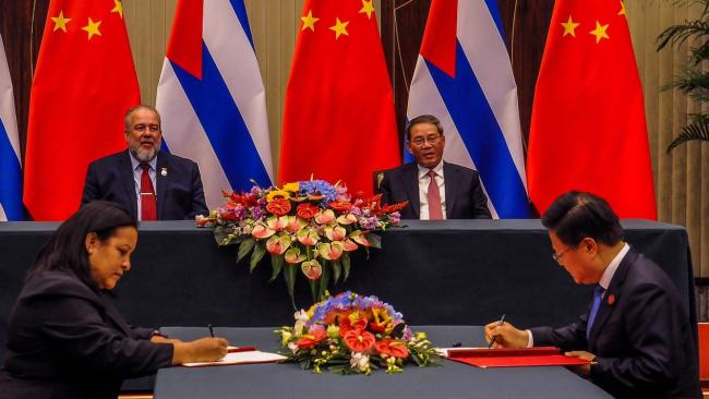 Firma de convenios entre China y Cuba, 2023.