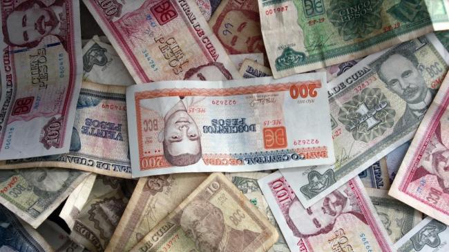 Billetes de pesos cubanos.