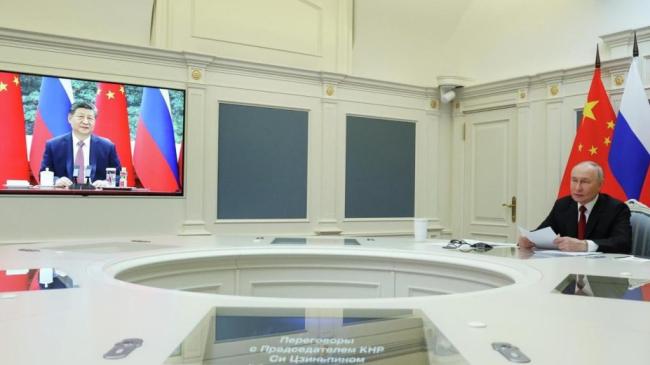 Xi Jinping y Vladímir Putin durante su encuentro virtual.