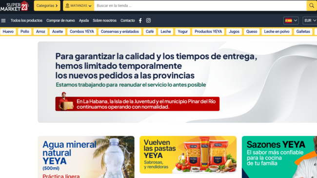 Página principal de 'Supermarket23'.