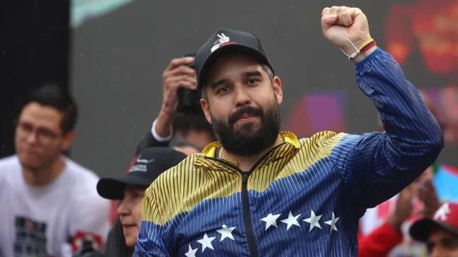 Fotografía del hijo de Nicolás Maduro, Nicolás Maduro Guerra, durante un acto público en Caracas (Venezuela). 
