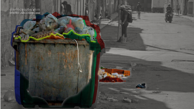 Basura sin recoger en una calle de La Habana.