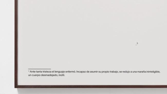 Detalle de 'Tres notas al pie de página', tríptico de Shirin Salehi, 2025.