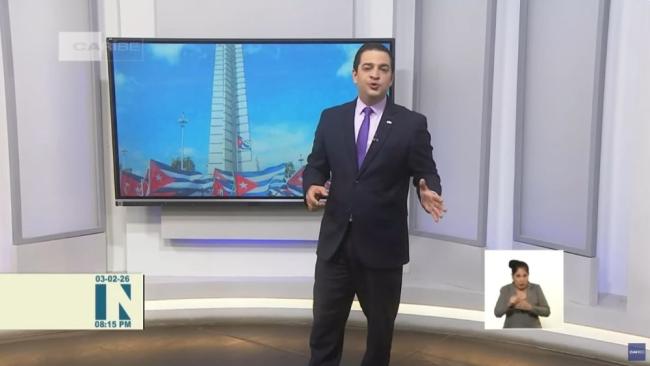 Humberto López en la televisión oficial cubana.