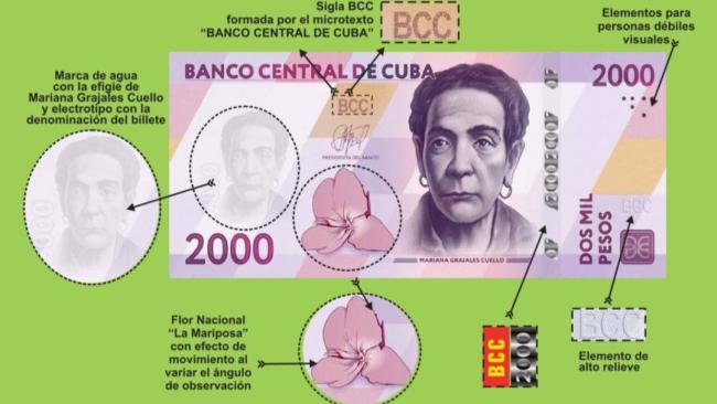 Nuevo billete de 2.000 pesos cubanos.