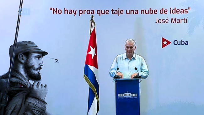 Miguel Díaz-Canel en comparecencia este viernes.