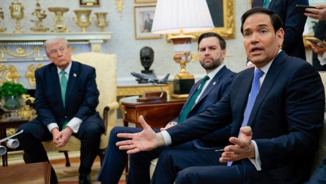 Rubio, junto a Trump y Vance, este martes en la Casa Blanca.