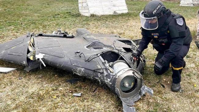 Restos de un dron ruso Geran-2, basado en el iraní Shahed.