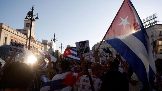 Manifestación de cubanos en Madrid.