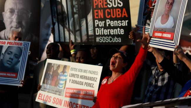 Manifestación por la libertad de los presos políticos cubanos.