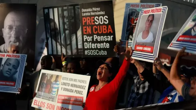 Una manifestación a favor de la liberación de los presos políticos cubanos.