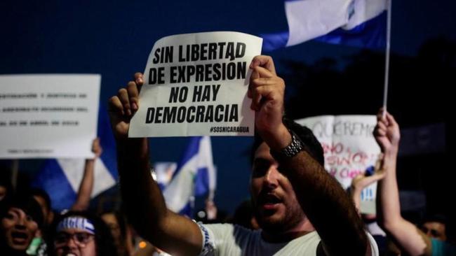 Manifestación por la libertad de prensa, Nicaragua, 2018.