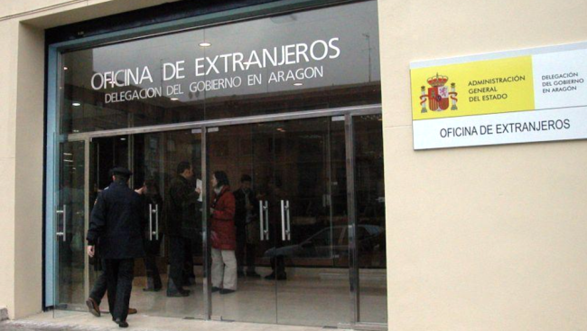 Oficina de Extranjería en Aragón, España.