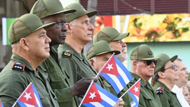 La cúpula del régimen cubano este jueves 16 en un acto en La Habana.
