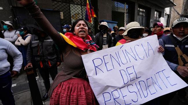 Manifestantes en La Paz, Bolivia.
