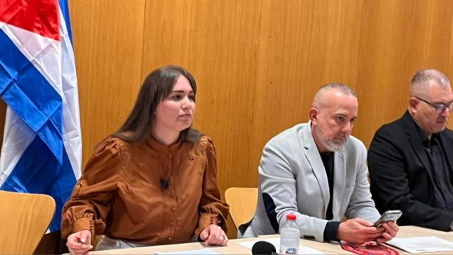 Amelia Calzadilla en la presentación del Partido Liberal Clásico Cubano.