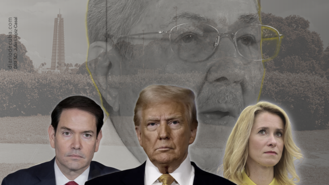 Marco Rubio, Donald Trump y Kaja Kallas. Al fondo, Raúl Castro.