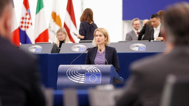 La jefa de la diplomacia europea, Kaja Kallas, ante el Parlamento Europeo.