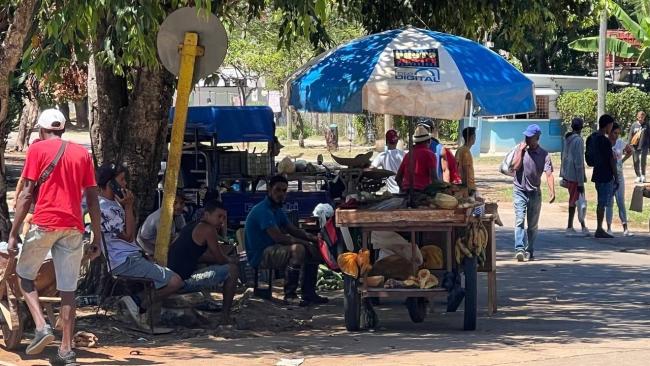 Un vendedor de productos agropecuarios en Alamar, La Habana.