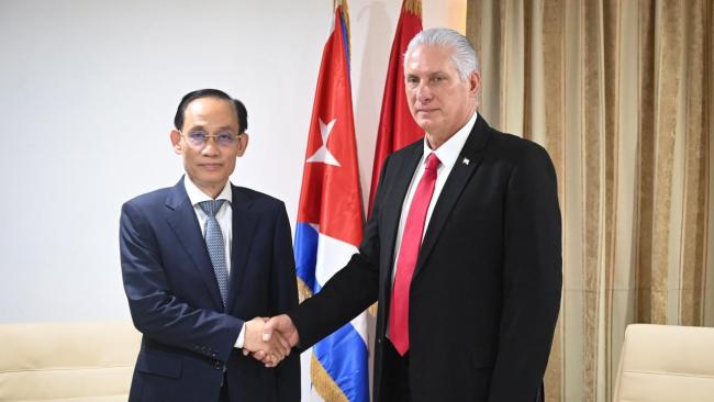 Díaz-Canel recibe al canciller de Vietnam.