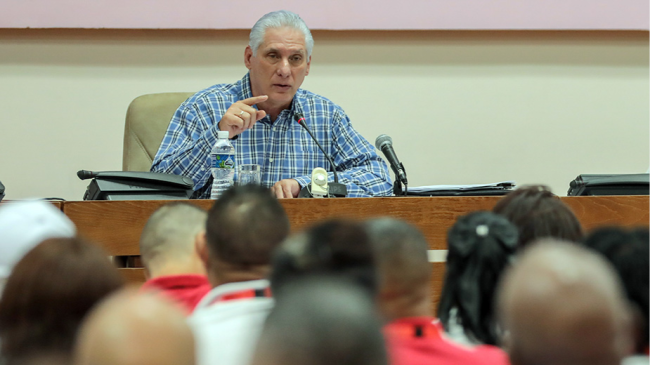 Miguel Díaz-Canel durante su intervención en el Congreso de la CTC.