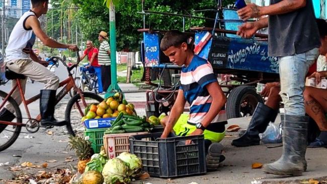 Un adolescente cubanos en labores