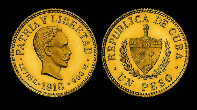 Un peso cubano de 1916.