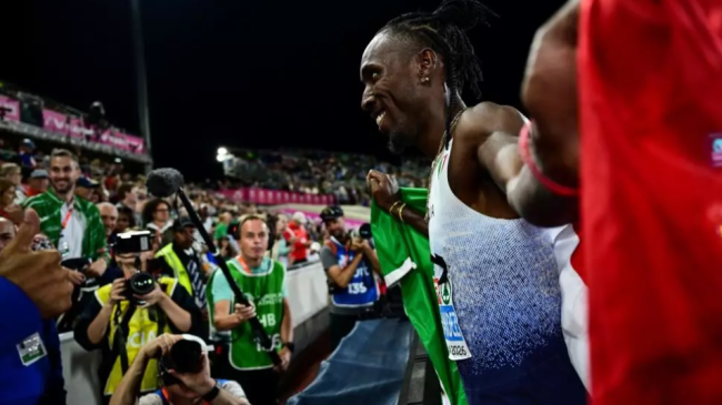 Andy Díaz tras ganar el triple salto del Europeo de atletismo de Birmingham (centro de Inglaterra), el 15 de agosto de 2026.