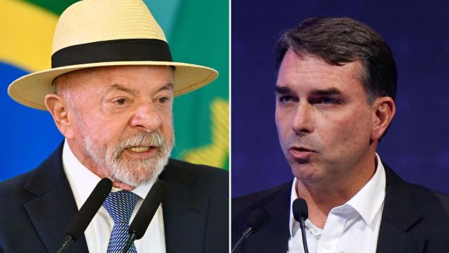 Lula y Flávio Bolsonaro.